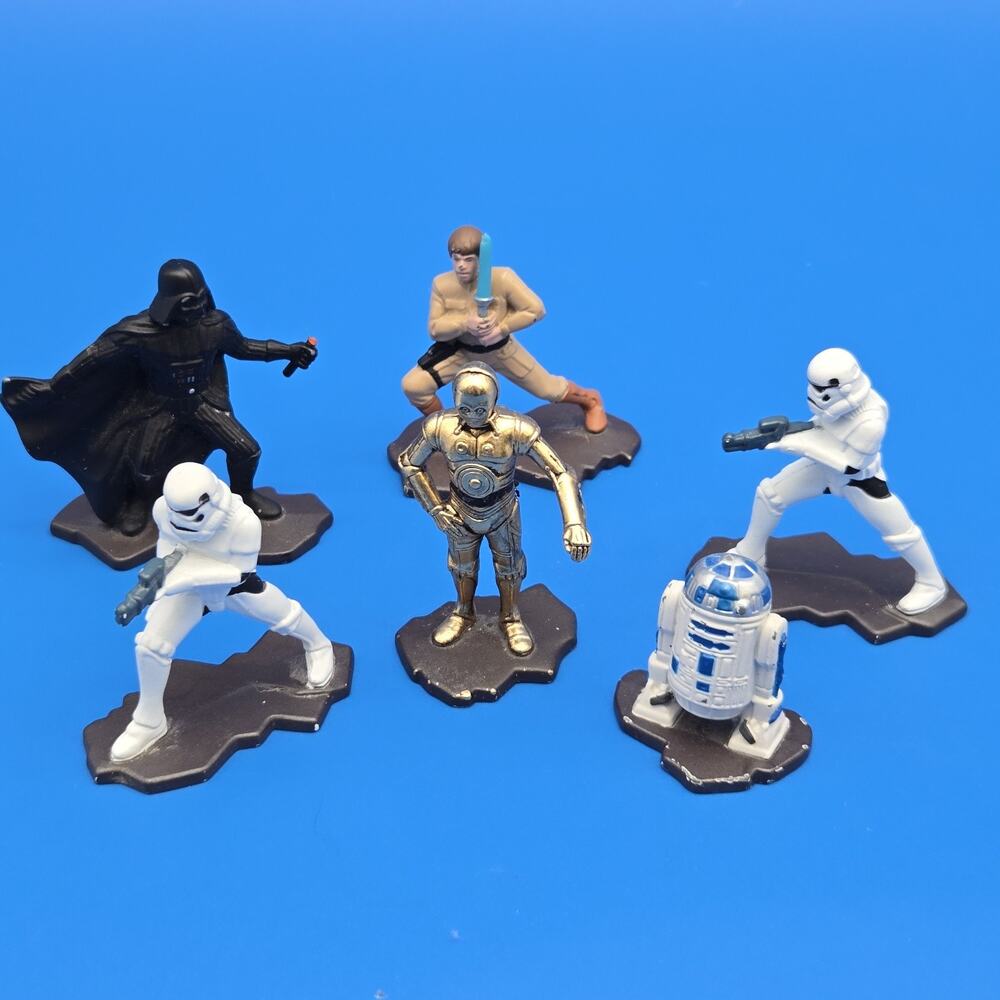 Action Masters Star Wars Lot of 6 Metal R2-D2 C-3PO Storm Trooper Vader & LUKE